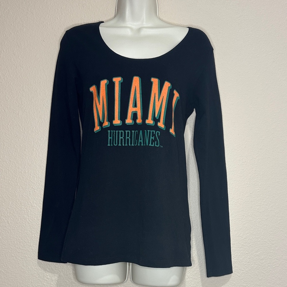 Miami Hurricanes Women's Black Long Sleeve Top, Size M, EUC